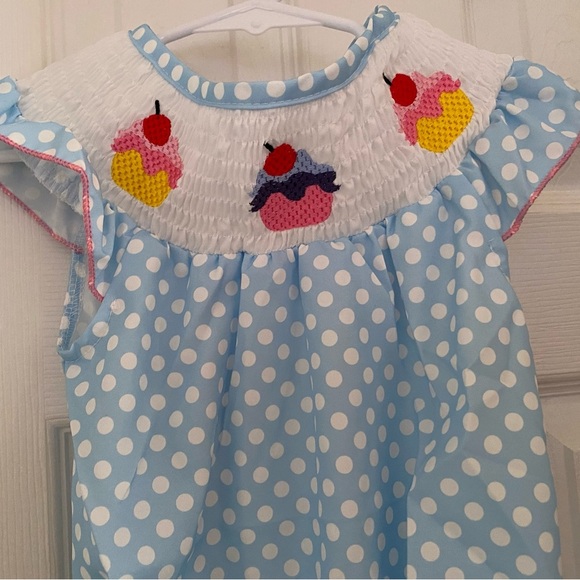 New Smocked Cupcake Bubble Romper - Picture 3 of 9